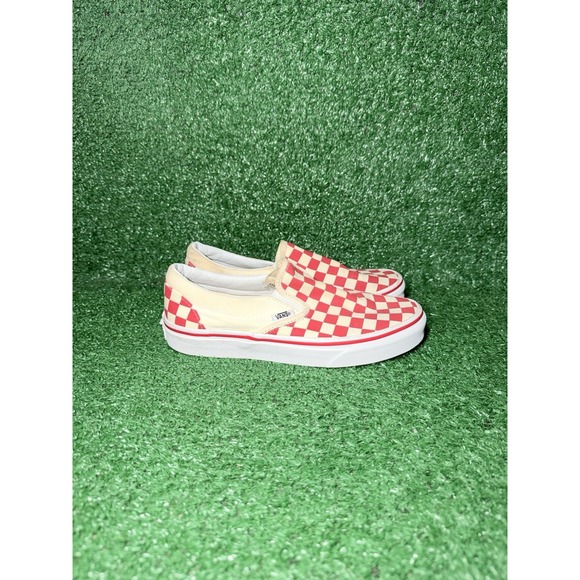 Vans Shoes - VANS Classic Slip-On Women Size 7 Red White Checkerboard Sneakers Skate Shoe